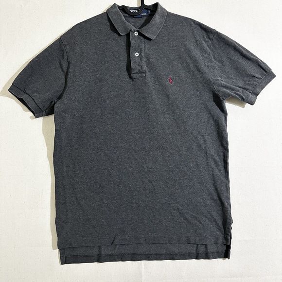 Ralph Lauren Polo Shirt Mens Medium Classic Fit Gray Pony Short Sleeve - Picture 1 of 8